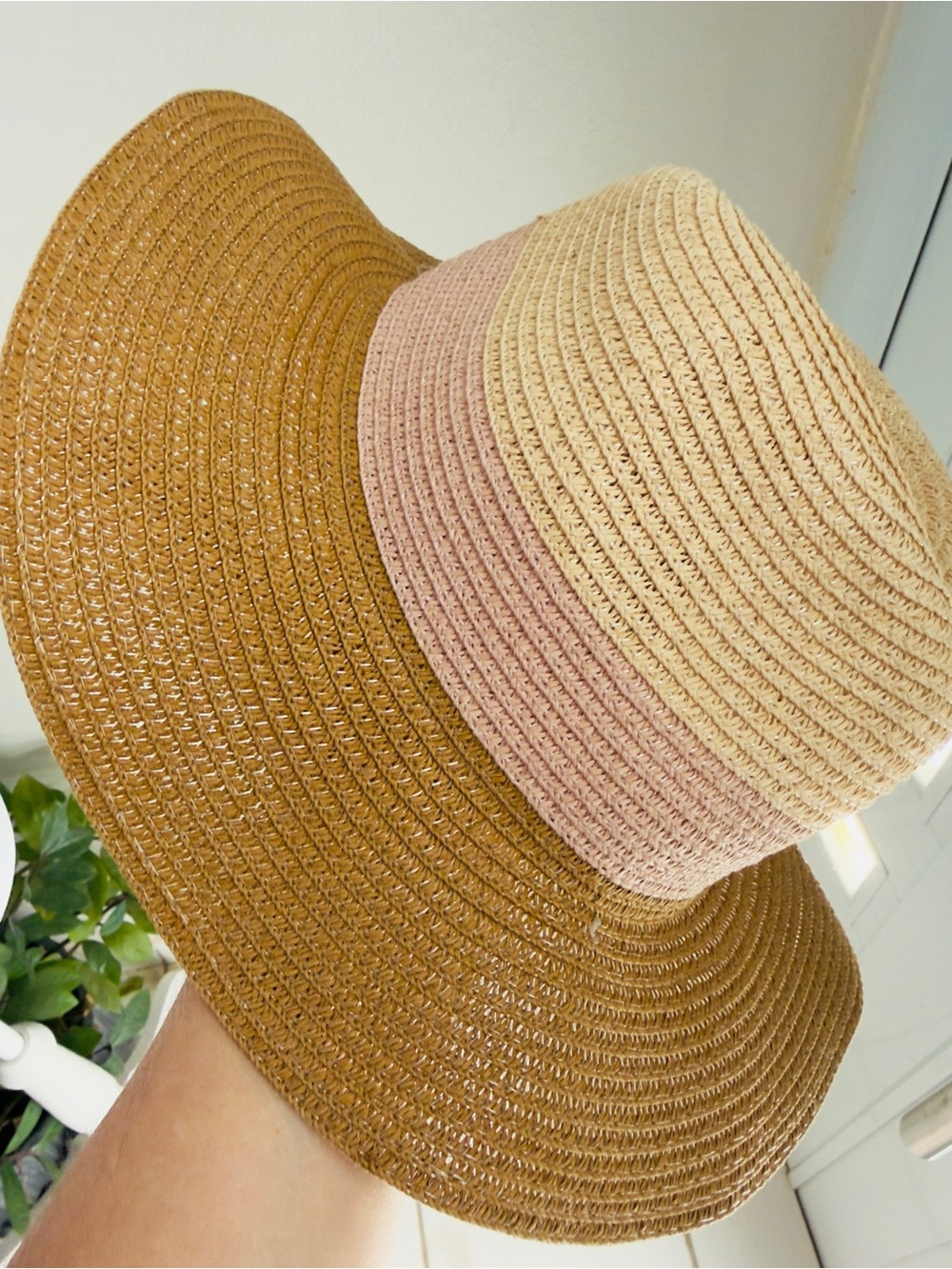 D&Y Women's Straw Sun Hat with Pink Band